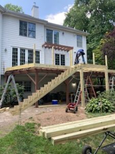 In-progress elevated back deck construction with high-quality materials and custom craftsmanship in Blue Bell, Pennsylvania