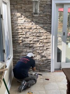 Sunroom Remodel in-progress with Stone Walls in Montgomeryville, Pennsylvania